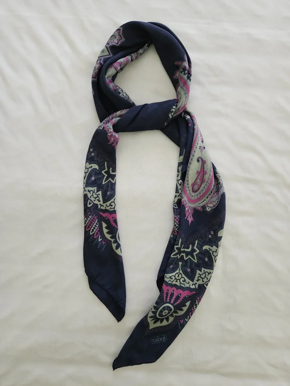 Ipeker Navy Paisley Square Scarf 45